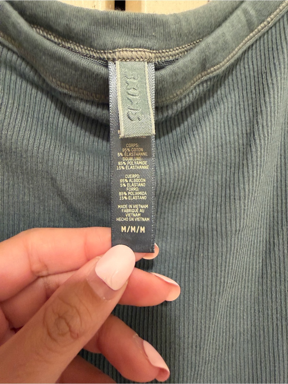 SKIMS Ribbed Scoop Neck Bodysuit Romper in Slate Blue - Picture 2 of 3